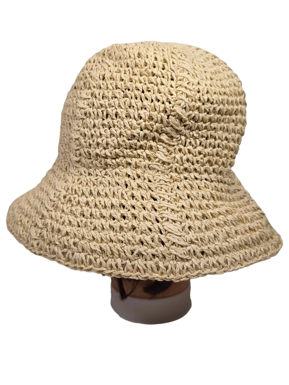 Universal Thread Women's Straw Bucket Sun Hat Beige Paper Crochet Summer Beach